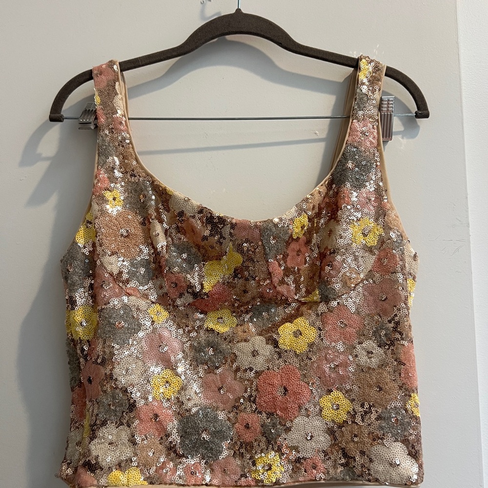 Matching Sequin Floral Skirt Set